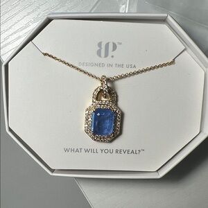 BP Gold Locked and Loaded Necklace Cornflower Blue Quartz NK72886 - Bomb Party